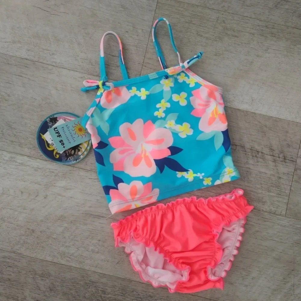 NWT Heat Girls Floral Bikini UPF 50+ Swimsuit